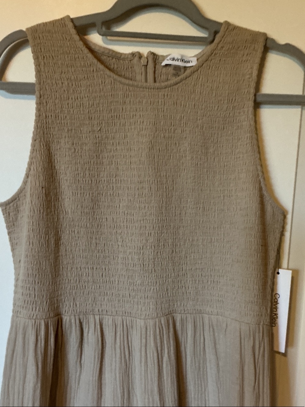 Calvin Klein Sleeveless Maxi Dress in Beige - Picture 2 of 8